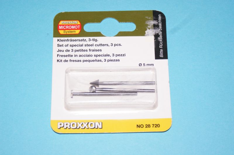 Proxxon set of 3 HSS burrs disc cone and ball