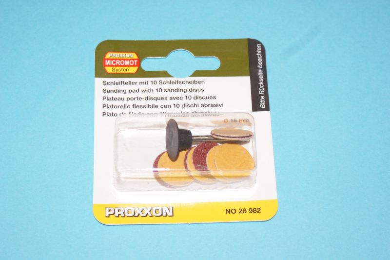 Proxxon 18mm Sanding pad and 10 discs